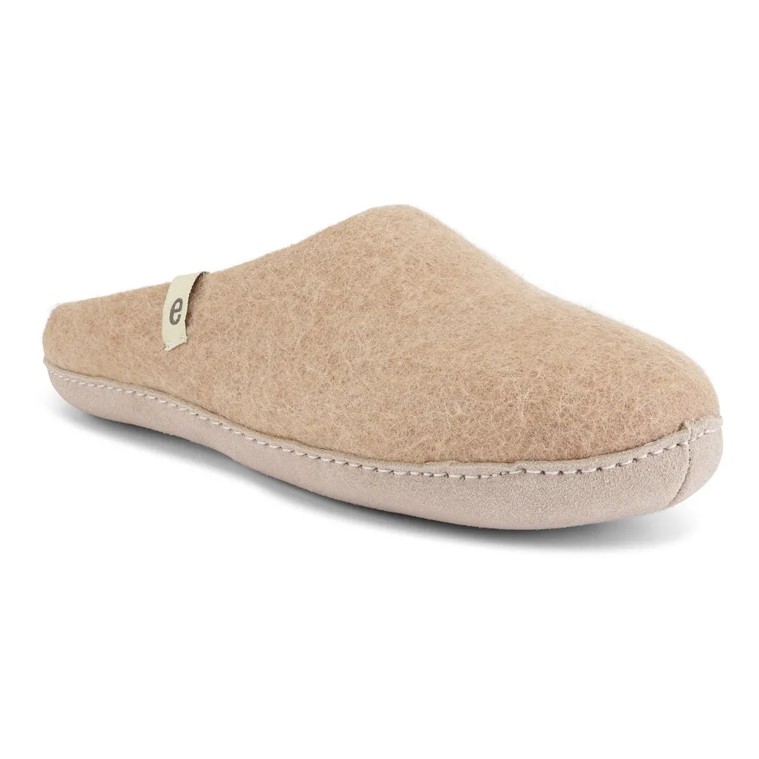 Egos Felted Wool Mule Slippers, Beige