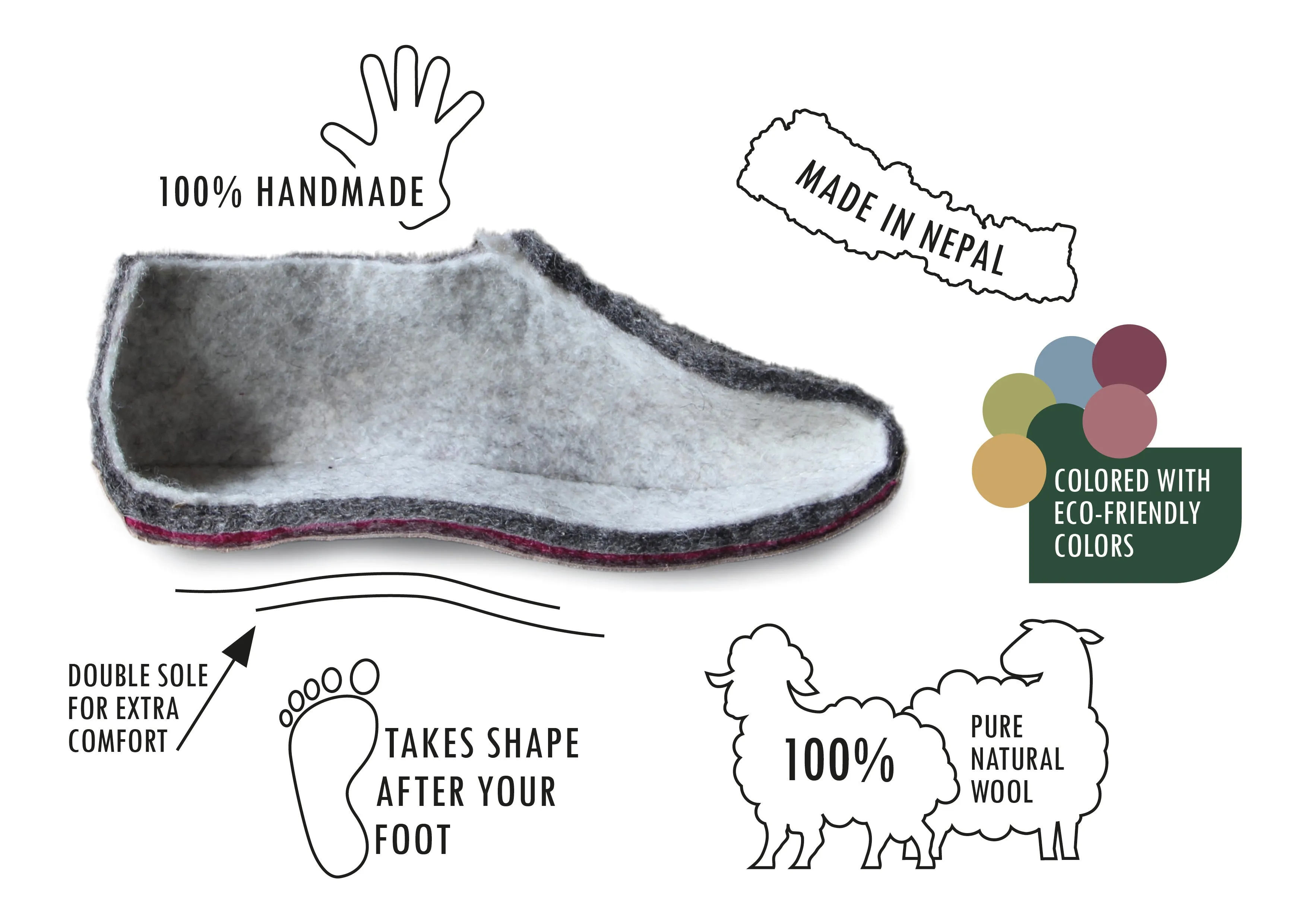 Egos Felted Wool Mule Slippers, Beige