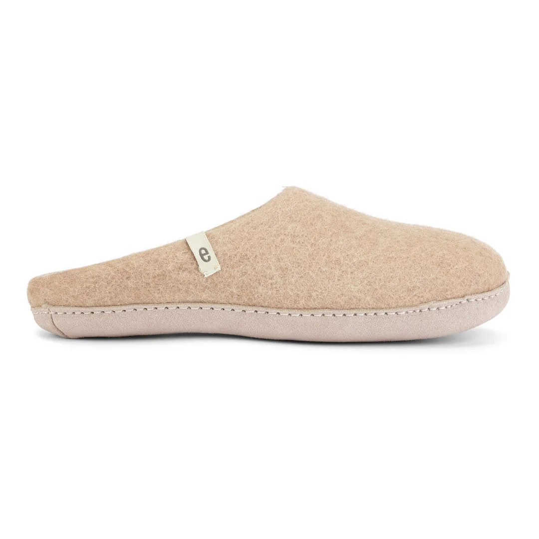 Egos Felted Wool Mule Slippers, Beige