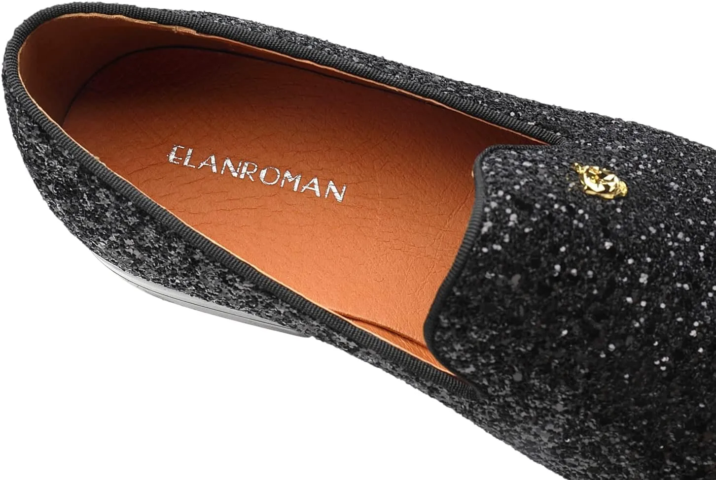 ELANROMAN Men's Shiny Loafers Dress Business Party Wedding Prom Handmade Shoes