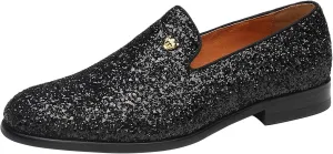 ELANROMAN Men's Shiny Loafers Dress Business Party Wedding Prom Handmade Shoes