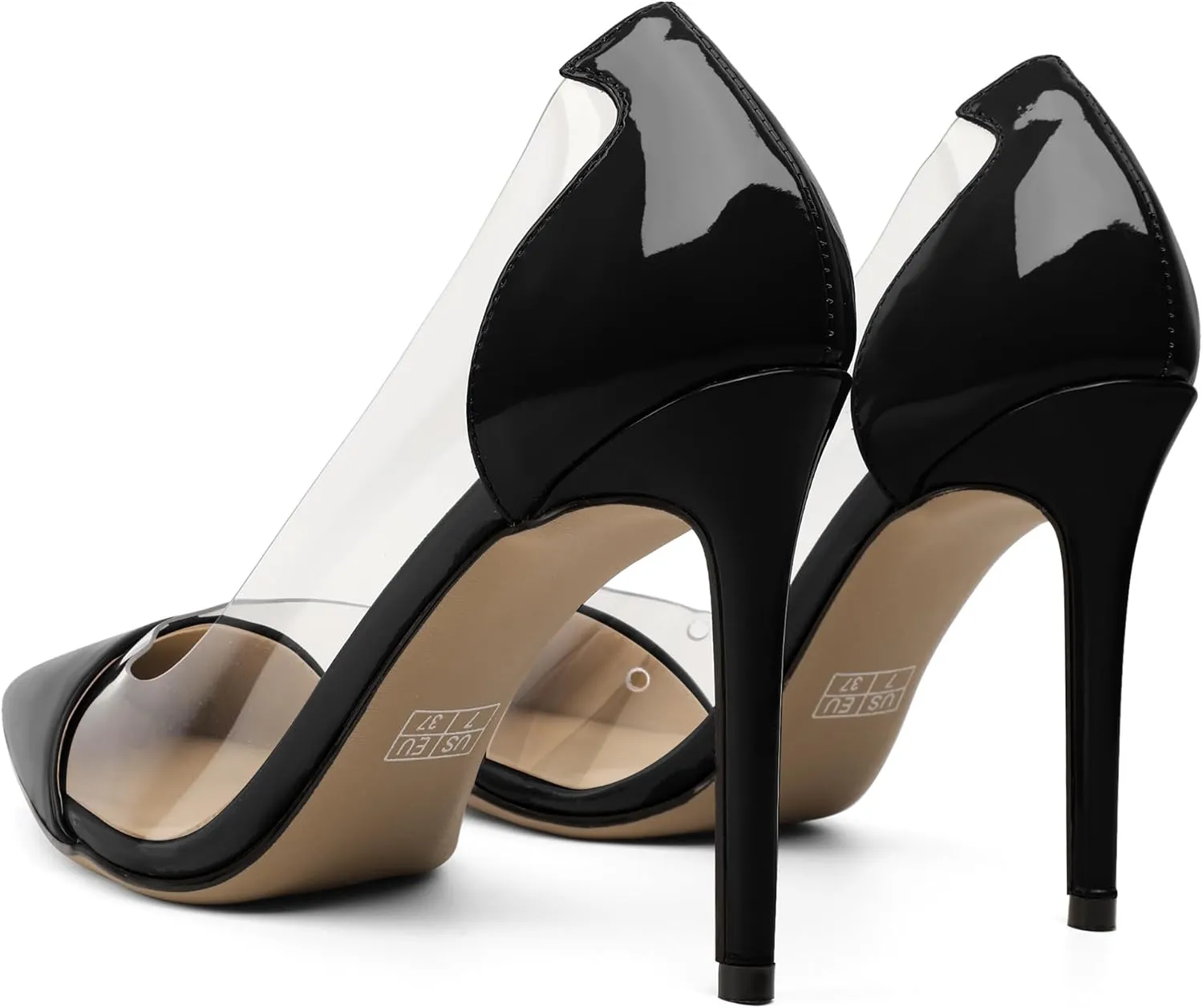 Eldof Womens High Heel Clear Pumps | 10cm Pointed Cap Toe Transparent PVC Stilettos | Wedding Dress Event Pumps Shoes