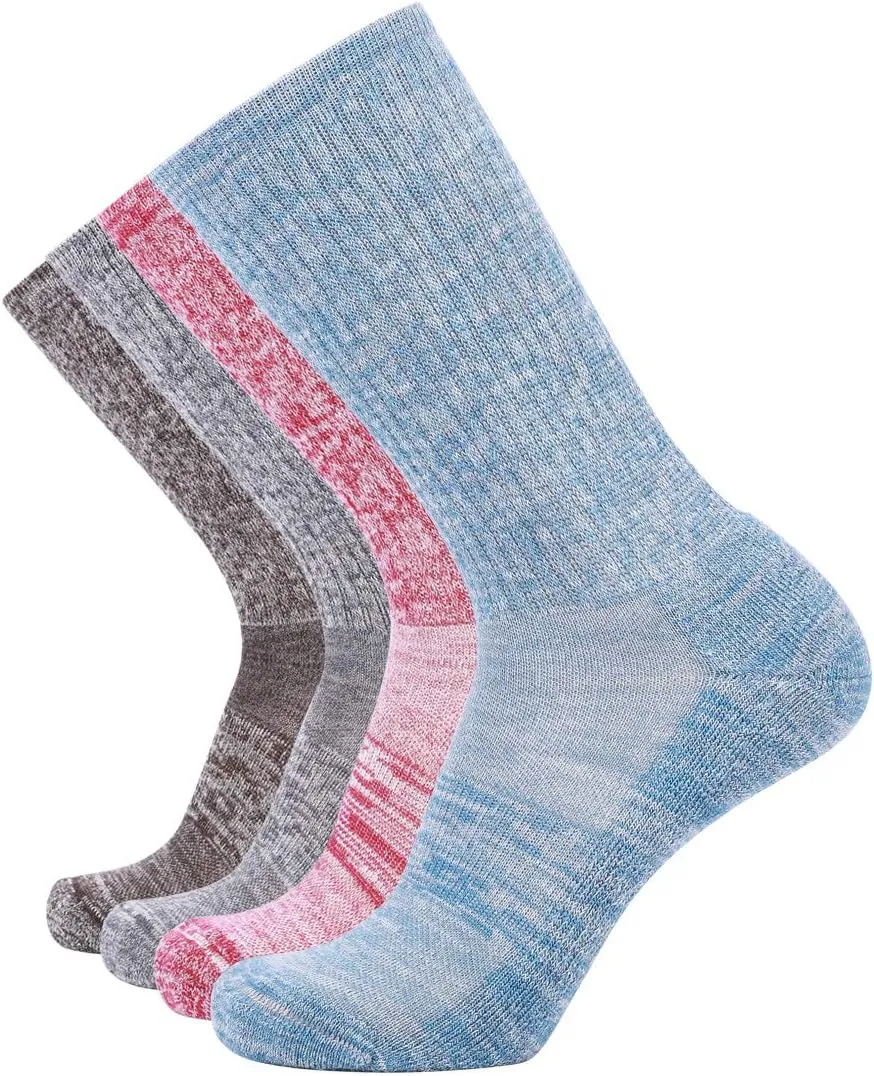 EnerWear 4 Pack Women's Merino Wool Outdoor Hiking Trail Crew Sock