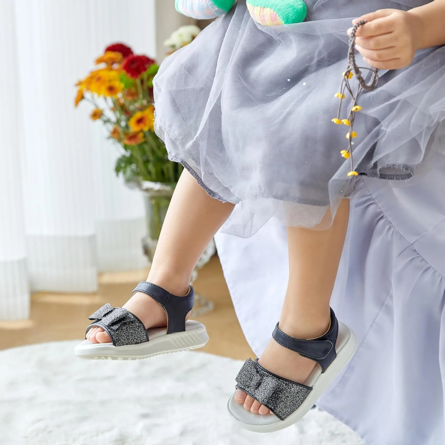 ESTINE Toddler Girls Sandals-Water Friendly Walking Casual Summer Outfit Dress Shoes