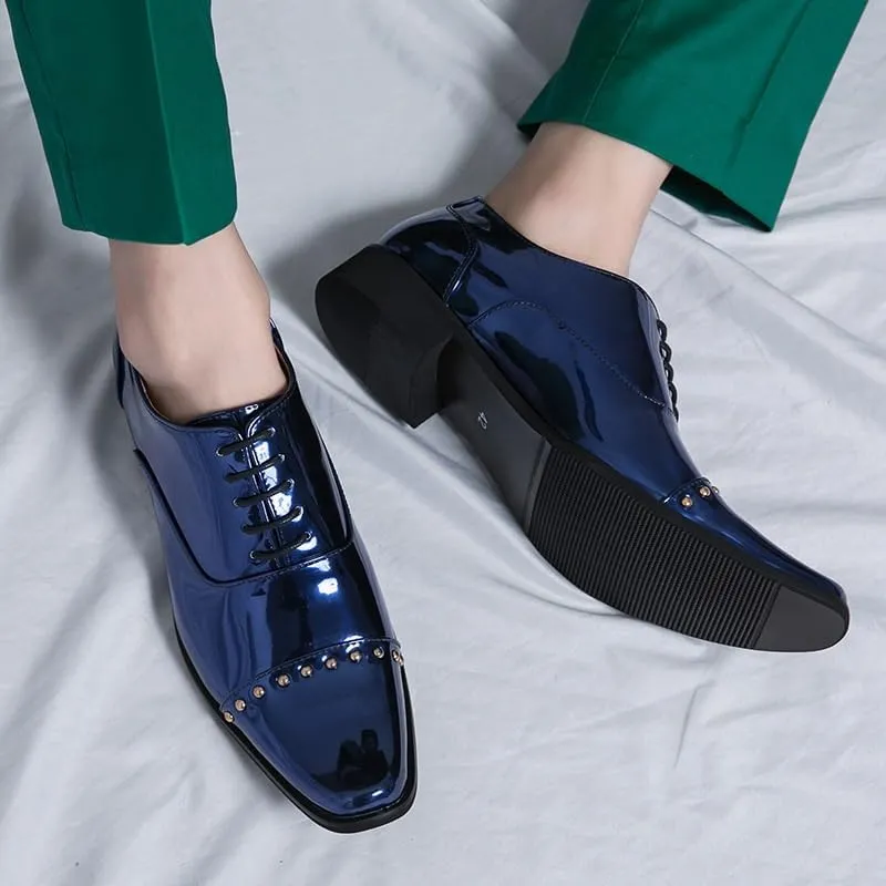 Fashion Leather Men’s Shoes, Brogue Lace-Up Dress Shoes, Casual Wedding Party Flats for Men, Men's Genuine Leather, Slip On Pointed Shoes