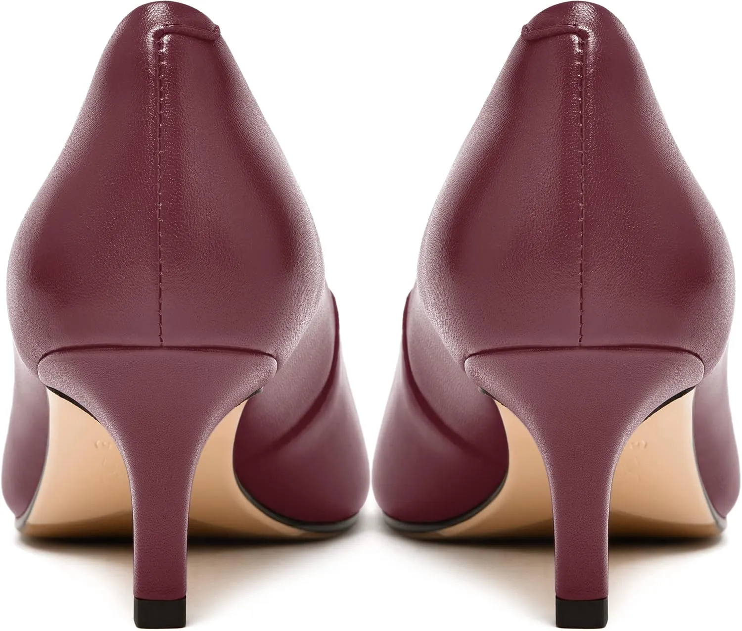 FEMSTEP Womens Work Pointed Toe Slip On Formal Leather Kitten Low Heel Pumps Shoes 2 Inch