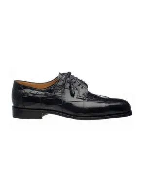 Ferrini Men's Black Split Toe Italian Style Lace Up World Best Alligator ~ Gator Skin Bell Shoe