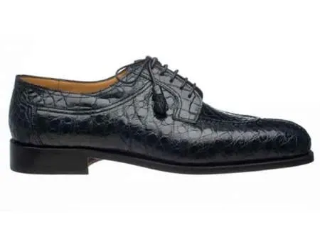 Ferrini Men's Italian Lace Up Style Split Toe World Best Alligator ~ Gator Skin Belly Shoe Navy