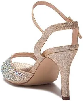 Florence Ankle Strap Sandal Satin Low Heel Prom Wedding Pumps