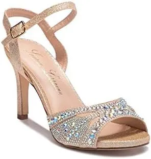 Florence Ankle Strap Sandal Satin Low Heel Prom Wedding Pumps