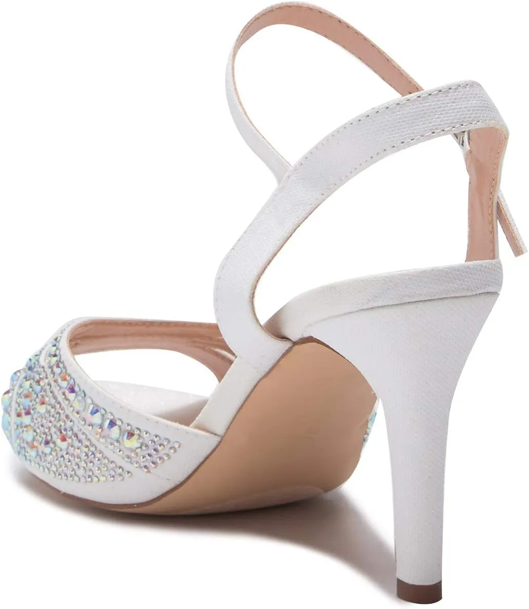 Florence Ankle Strap Sandal Satin Low Heel Prom Wedding Pumps