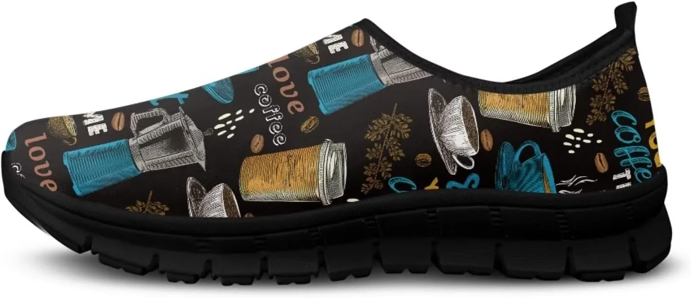 Flowers Casual House Shoes Breathable Mesh Sneakers for Women Comfort Soft Anti-Slip Shock Absorption EVA Sole Hiking Shoes for Outdoor Size 5.5-11.5 Black Sole
