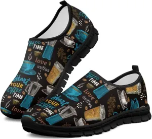 Flowers Casual House Shoes Breathable Mesh Sneakers for Women Comfort Soft Anti-Slip Shock Absorption EVA Sole Hiking Shoes for Outdoor Size 5.5-11.5 Black Sole