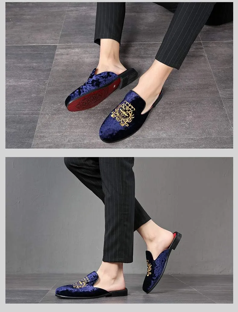 FLQL Men's Leather Scuff Slippers Velvet Slip On Loafers Fashion Backless Mule Clogs Anti-Slip Sandals Slides for Men and Women Designer Size 7-13