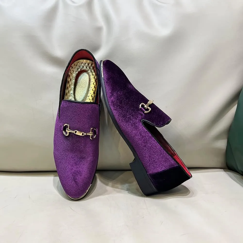 FLQL Men's Luxury Penny Loafer Slip-On Velvet Shoes Party Dancing Shoes Suede Wedding Shoes Plus Size 7-13