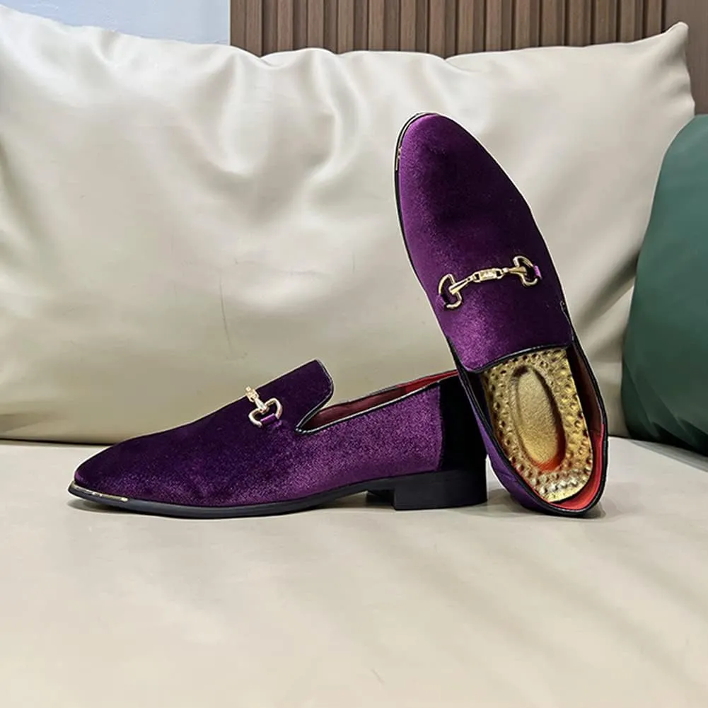FLQL Men's Luxury Penny Loafer Slip-On Velvet Shoes Party Dancing Shoes Suede Wedding Shoes Plus Size 7-13