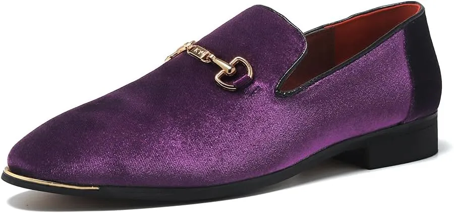 FLQL Men's Luxury Penny Loafer Slip-On Velvet Shoes Party Dancing Shoes Suede Wedding Shoes Plus Size 7-13
