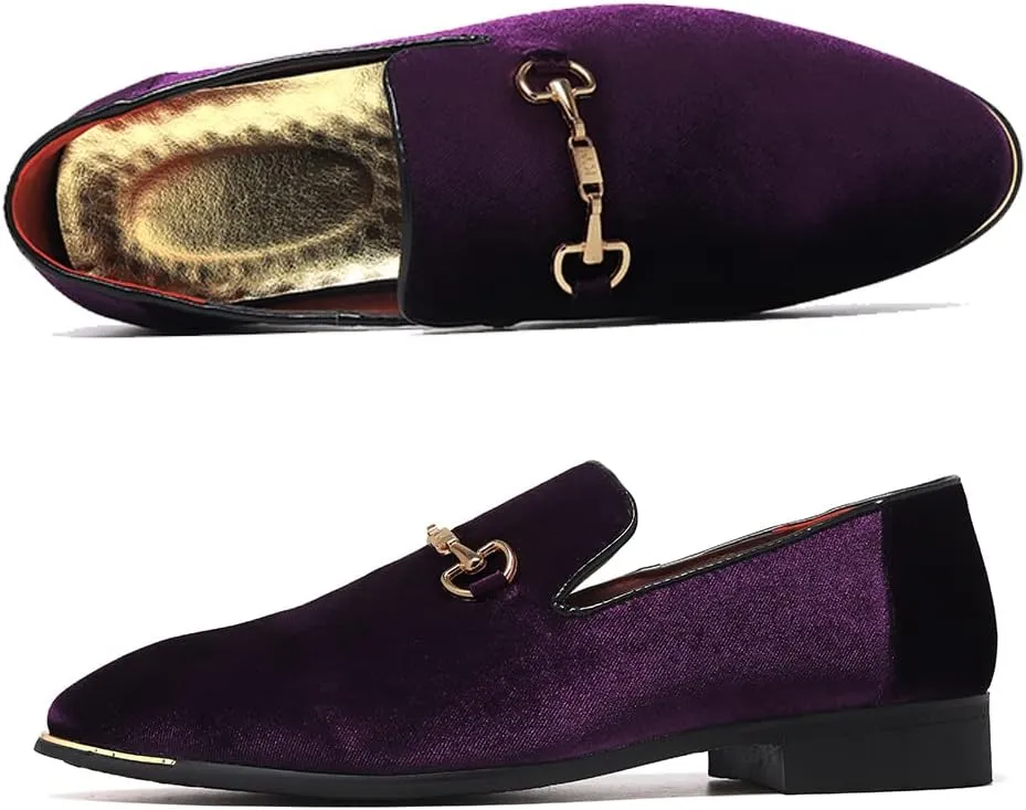 FLQL Men's Luxury Penny Loafer Slip-On Velvet Shoes Party Dancing Shoes Suede Wedding Shoes Plus Size 7-13