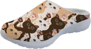 Forchrinse Tropical Hibiscus Palm Women’s Mule Sneakers Mesh Slip on Walking Clog Lightweight&Breathable