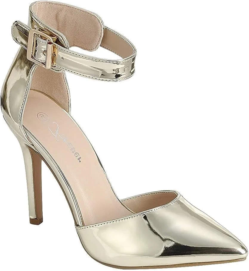 Forever Womens Pointy Toe Ankle Strap Stiletto High Heel Pump Sandal Shoes
