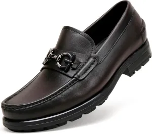 Formal Dress Shoes for Men, Premium Buckle Moc-Toe Business Shoes Casual Slip-on Penny Loafer