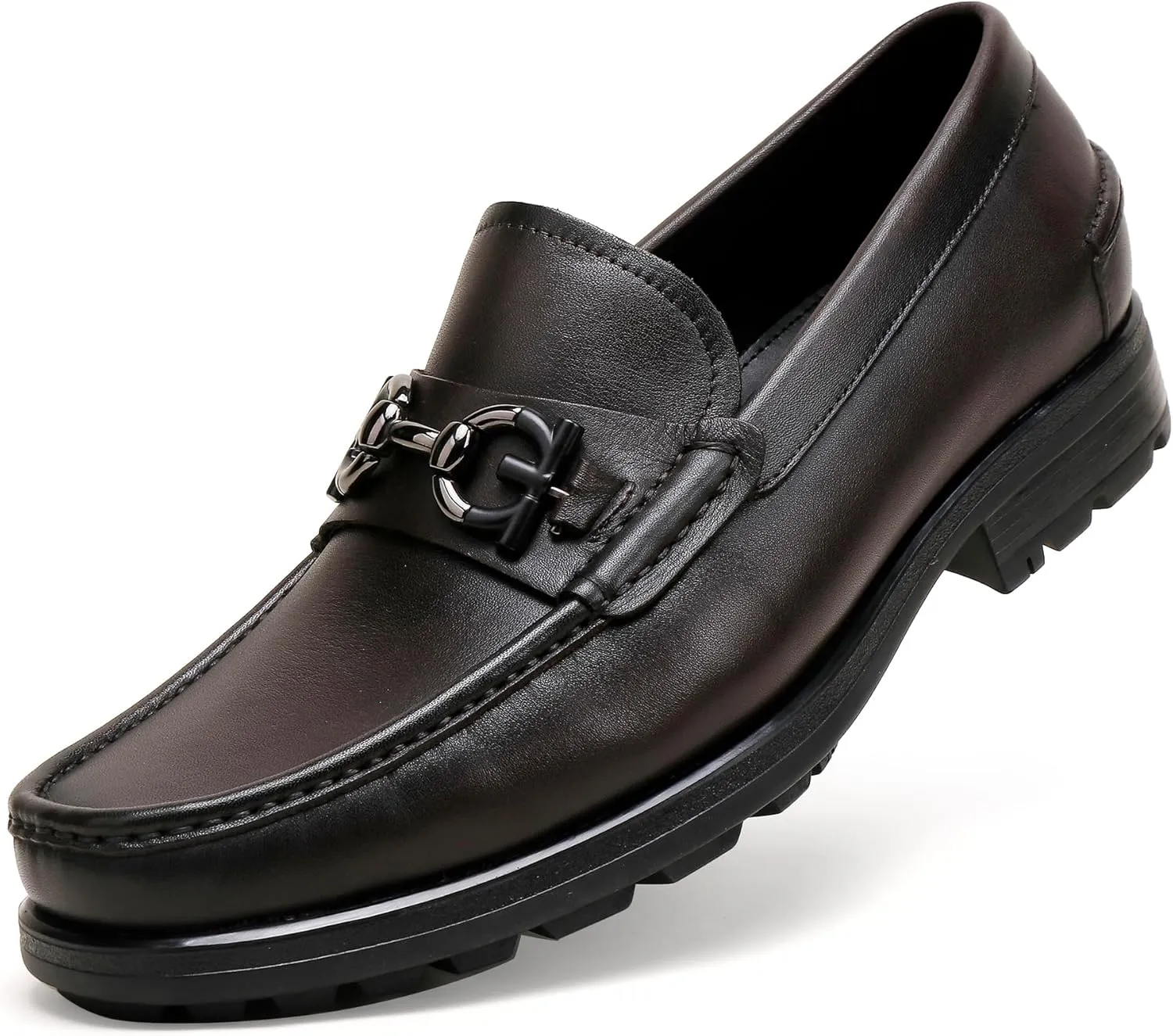 Formal Dress Shoes for Men, Premium Buckle Moc-Toe Business Shoes Casual Slip-on Penny Loafer