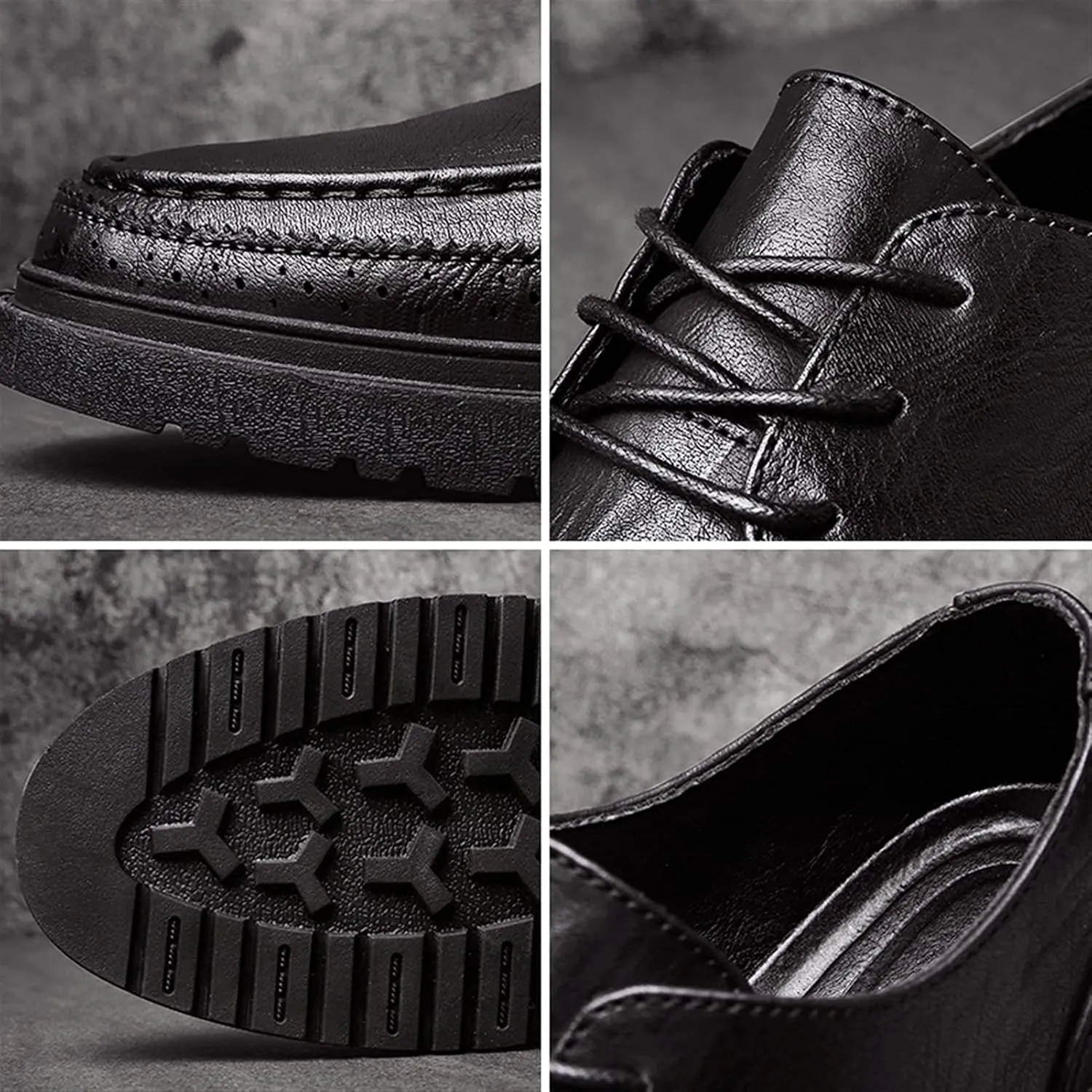 Formal Shoes for Men Lace Up Apron Toe Round Toe Derby Shoes Vegan Leather Slip Resistant Rubber Sole Anti-Slip Low Top Classic Suitable for Many Occasions.