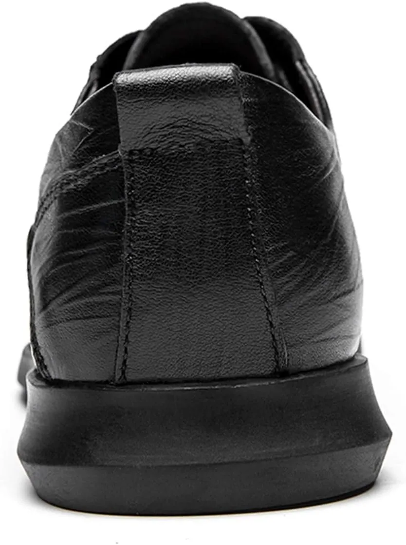 Formal Shoes for Men Lace Up Round Toe Derby Shoes Cowhide Anti-Slip Low Top Rubber Sole Slip Resistant Business Suitable for Many Occasions