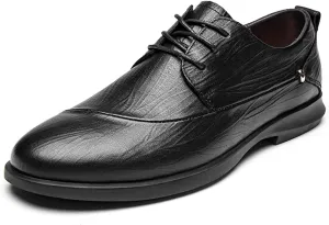 Formal Shoes for Men Lace Up Round Toe Derby Shoes Cowhide Anti-Slip Low Top Rubber Sole Slip Resistant Business Suitable for Many Occasions