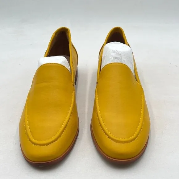 FOWT Yellow Dressy Low Heels Loafers Closed Toe Slip-On Driving Style Loafers