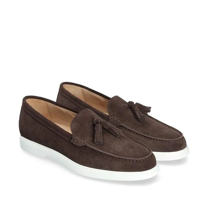 Franceschetti Amalfi Men's Luxury Italian Shoes Suede Leather Moccasin Tassels Loafer (FCCT1116)
