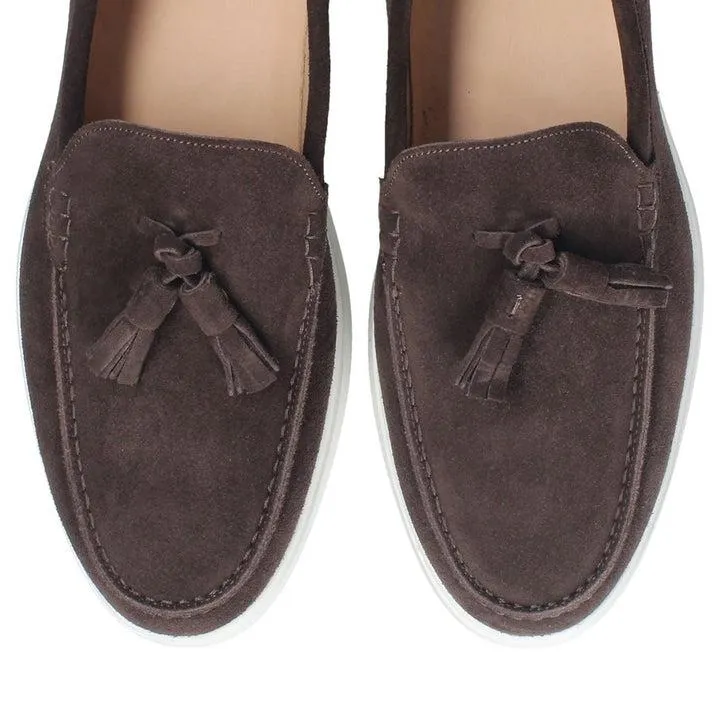 Franceschetti Amalfi Men's Luxury Italian Shoes Suede Leather Moccasin Tassels Loafer (FCCT1116)