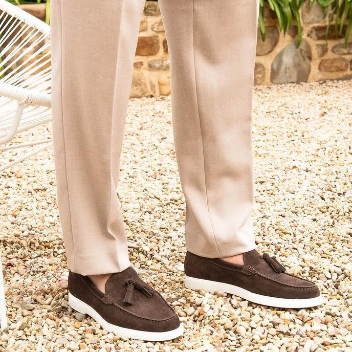 Franceschetti Amalfi Men's Luxury Italian Shoes Suede Leather Moccasin Tassels Loafer (FCCT1116)