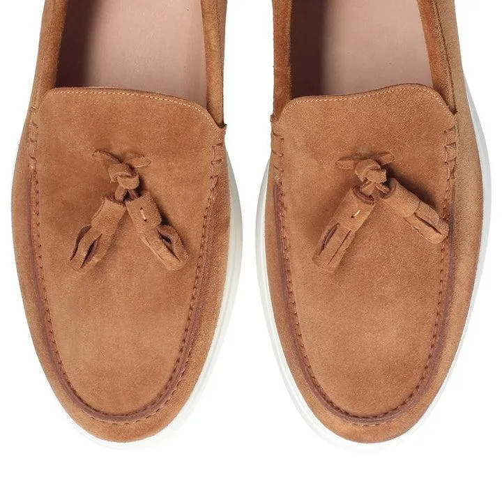 Franceschetti Amalfi Men's Luxury Italian Shoes Suede Leather Moccasin Tassels Loafer (FCCT1116)