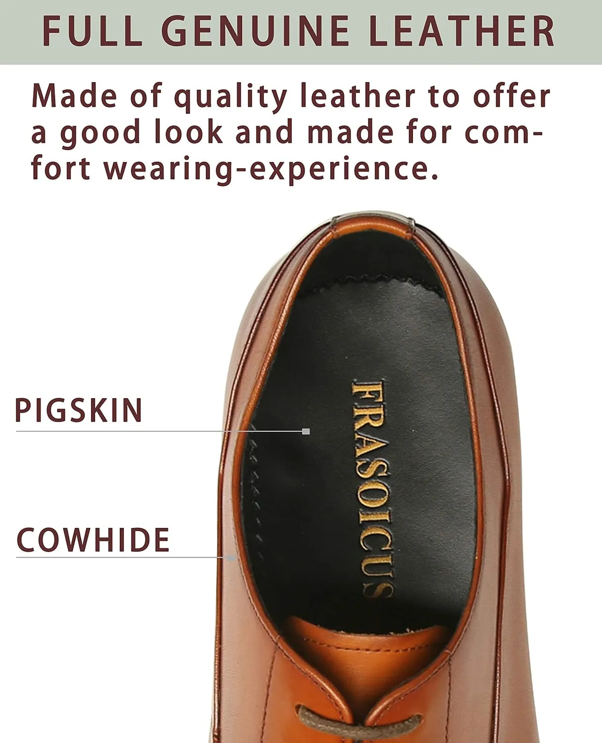 FRASOICUS Men's Dress Shoes Leather Classic Lace Up Oxford Formal Shoes for Men