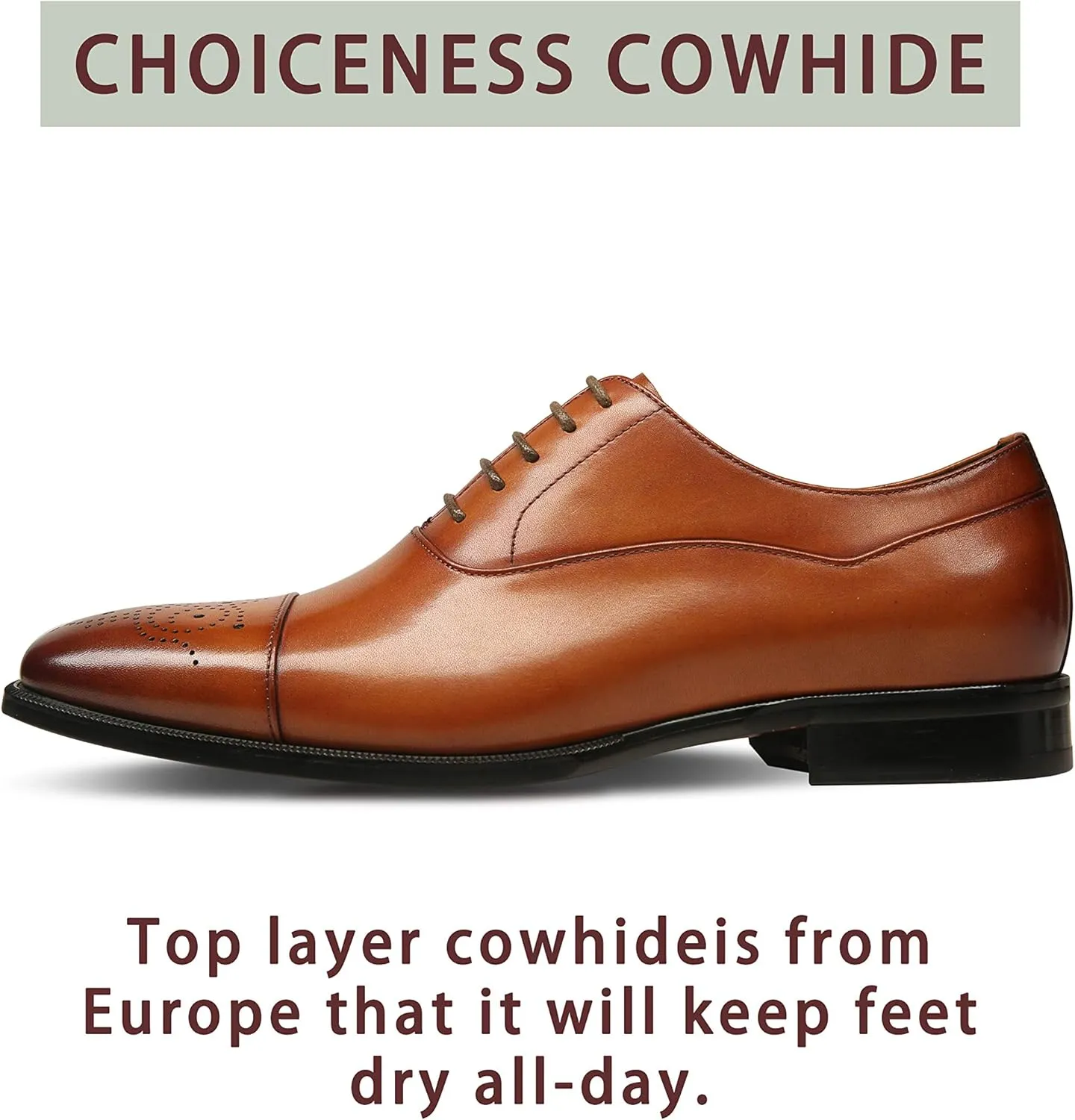 FRASOICUS Men's Dress Shoes Leather Classic Lace Up Oxford Formal Shoes for Men
