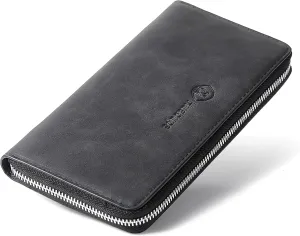 FSD. WG Mens Leather Wallet with Money Large Hand Bag Big Clutch Wallet Gifts for Men