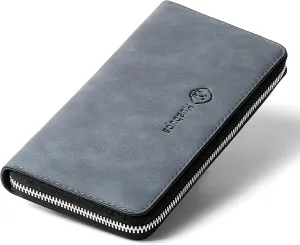FSD. WG Mens Leather Wallet with Money Large Hand Bag Big Clutch Wallet Gifts for Men