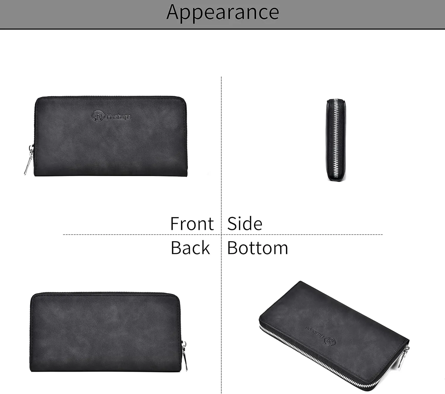 FSD. WG Mens Leather Wallet with Money Large Hand Bag Big Clutch Wallet Gifts for Men