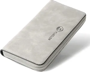 FSD. WG Mens Leather Wallet with Money Large Hand Bag Big Clutch Wallet Gifts for Men