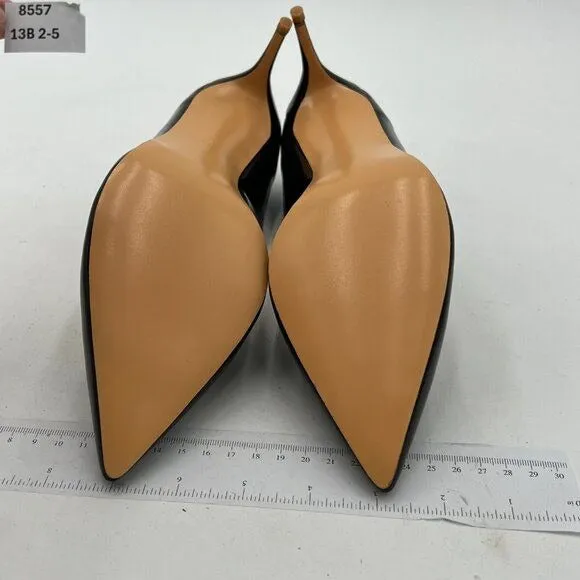 FSJ Black Kitten Heels Pointy Closed Toe Pumps Slip On Office Ladies Party Shoe
