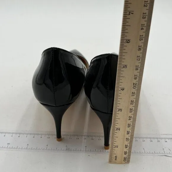 FSJ Black Kitten Heels Pointy Closed Toe Pumps Slip On Office Ladies Party Shoe