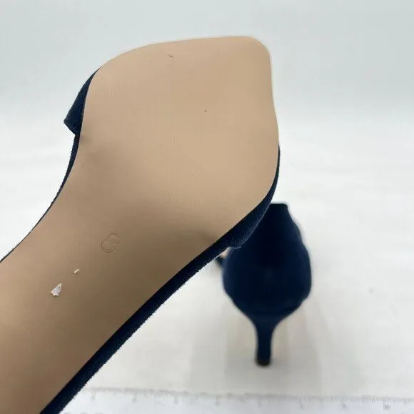 FSJ Dark Blue D'orsay Comfy Kitten Heels Pointed Toe Slip On Business Pumps