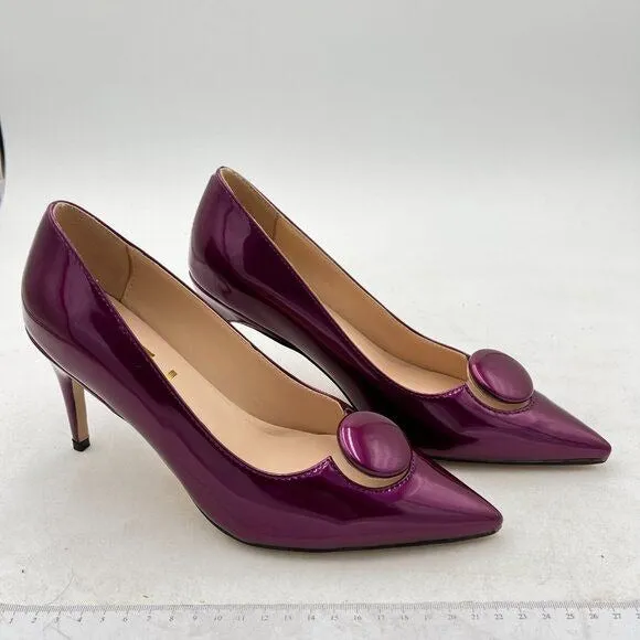 FSJ Purple High Heels Pointy Toe Pumps Slip On Ladies Party Date Dress Shoe