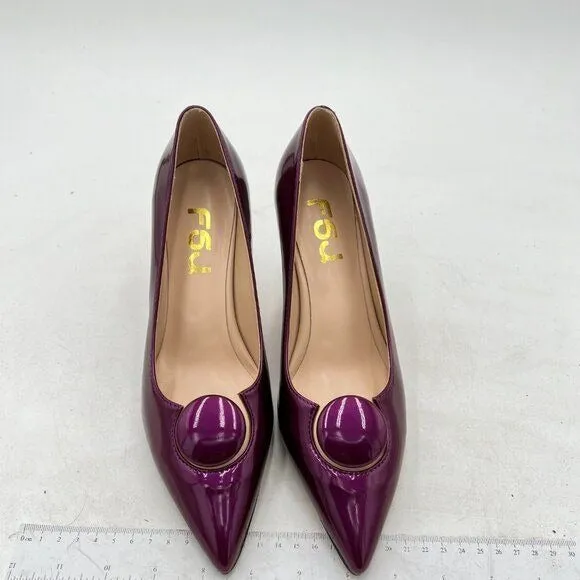 FSJ Purple High Heels Pointy Toe Pumps Slip On Ladies Party Date Dress Shoe