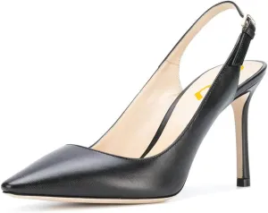 FSJ Women Classic High Heels Slingback Pumps Formal Dress Shoe Pointy Toe Office Business Sandals