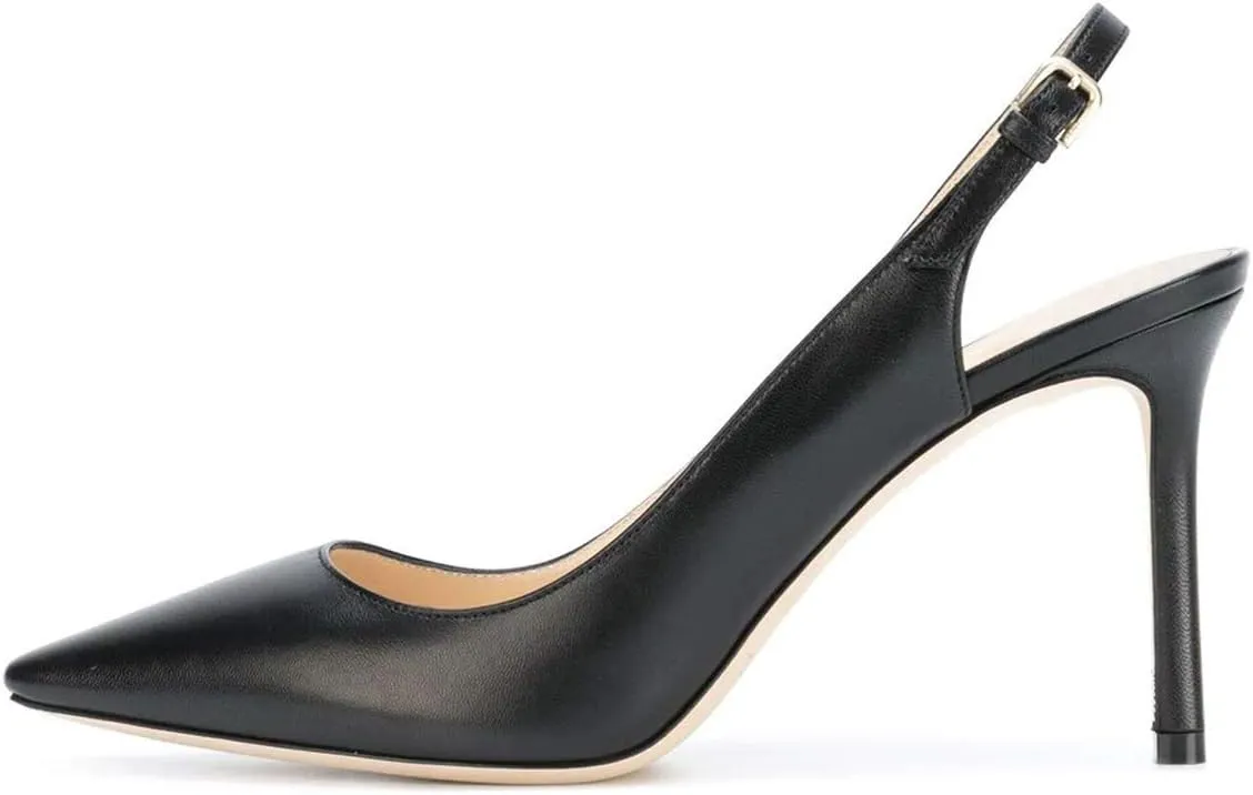 FSJ Women Classic High Heels Slingback Pumps Formal Dress Shoe Pointy Toe Office Business Sandals