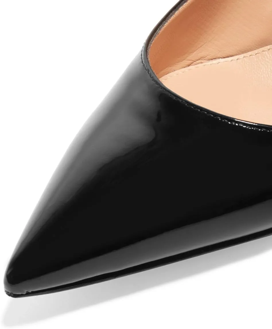 FSJ Women Classic Slingback Pumps Low Kitten Mid Heels Sandals Pointy Toe Comfortable Formal Party Prom Wedding Shoes Size 4-15 M US