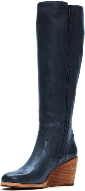 FSJ Women Comfortable Side Zipper Wedge High Heel Point Toe Fancy Pull On Ladies Fashion Winter Boot Size 4-15 US