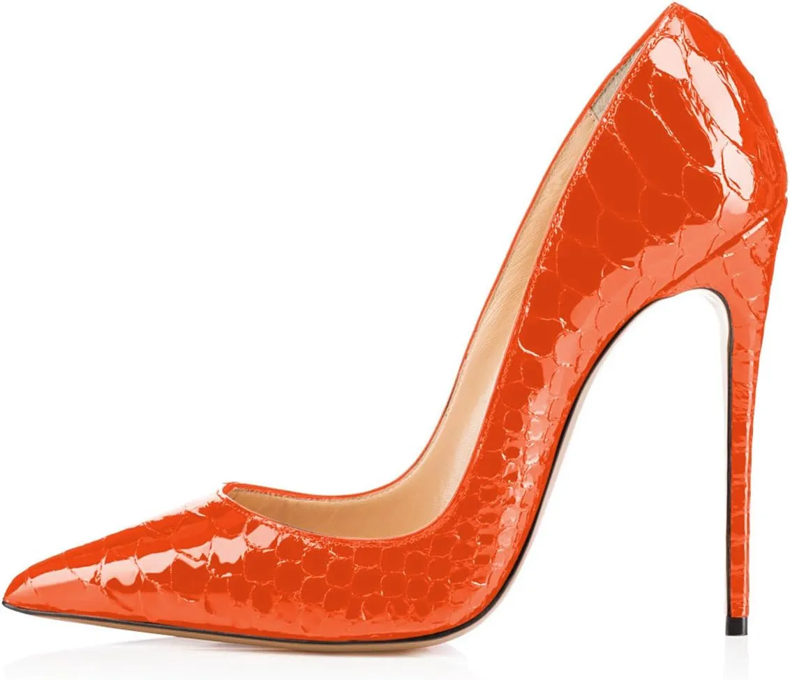 FSJ Women Formal Pointed Toe Pumps High Heel Sexy Stilettos Slip On Office Cute Evening Dress Shoes Size 4-15 US